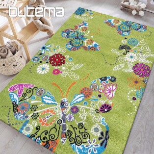 Children's carpet MONDO 114 butterflies - green