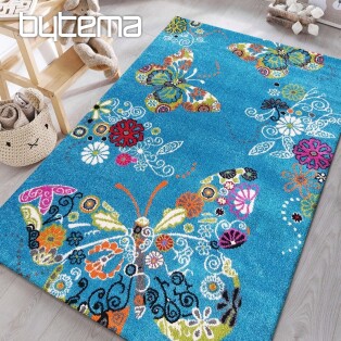 Children's carpet MONDO 114 butterflies - turquoise