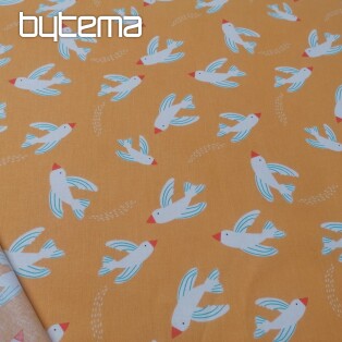 Yellow birds cotton fabric