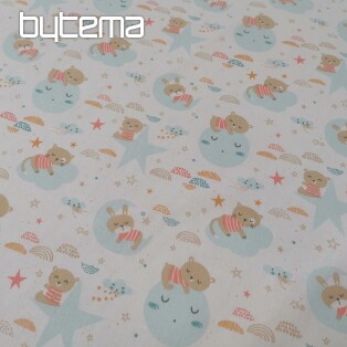 Cotton fabric Sleeping animals