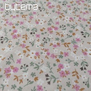 Cotton fabric Zalia flowers natural