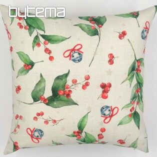 Cover for Christmas decorative pillow Holly twigs