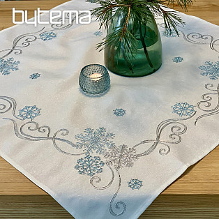 Embroidered Christmas tablecloth blue-silver