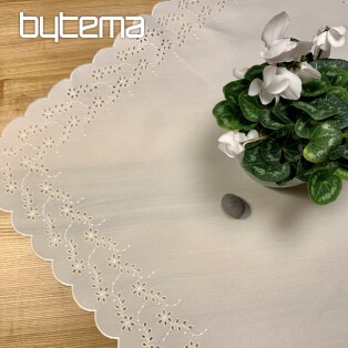 Embroidered tablecloth and oval embossed white FLOWERS