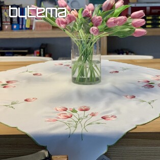 Embroidered tablecloth and oval embroidered TULIPS