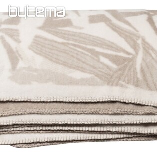 Cotton blanket BAMBOO beige leaves 2218/80