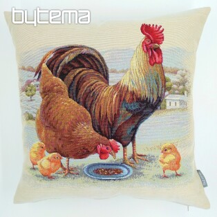 Gobelin cushion cover CHICKEN FAMILY