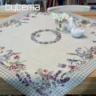 Tapestry tablecloth and scarf EASTER TIME beige check