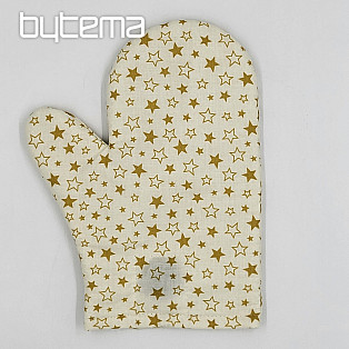 Christmas kitchen glove with GOLD STAR magnet