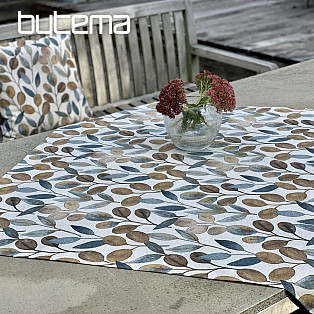 Table cloth and scarf LISTY HOJAS blue