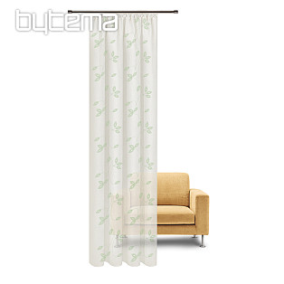 NATURE Gerster curtain EMBROIDERED LEAVES GREEN