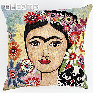 Tapestry cushion cover FRIDA with a cat