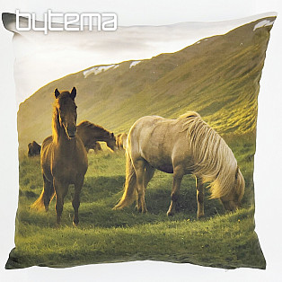 Decorative cushion cover HORSES UNDER THE MOUNTAIN