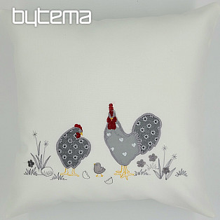Embroidered Easter cover ROOSTER AND HEN white