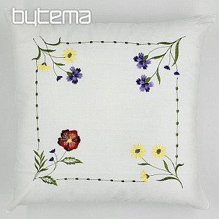 Embroidered cushion cover FLOWERS IN A SQUARE