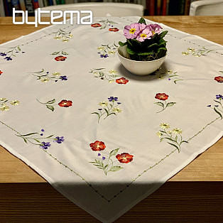 Embroidered tablecloth FLOWERS IN A SQUARE