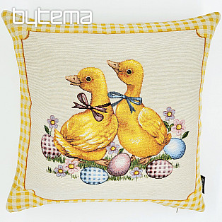 Tapestry cushion cover GEESE YELLOW CHECK