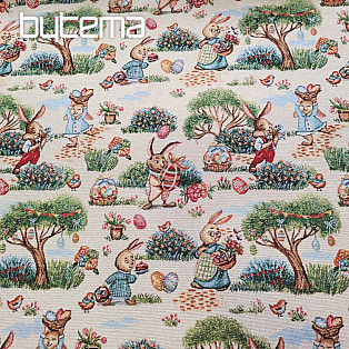 Tapestry fabric BUNIES IN THE PARK