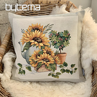 Tapestry cushion cover SUNFLOWERS IN A FRAME
