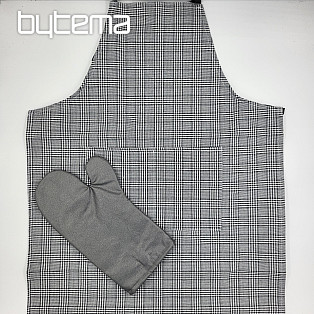 APRON WITH GLOVE black and white check