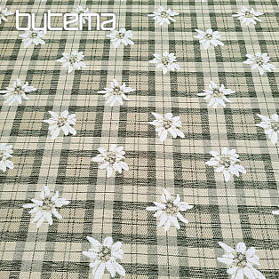 Luxurious decorative fabric FLOWERS AND DIAMONDS green