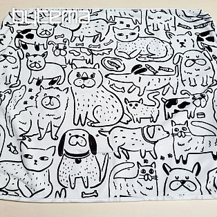 Childrens blanket ANIMALS black and white
