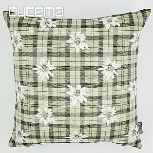 Decorative pillowcase FLOWERS AND DIAMONDS green
