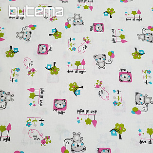 Children&#39;s fabric TEDDY BEAR pink green