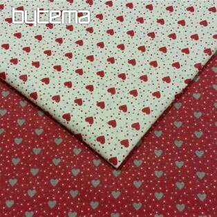 Cotton fabric MINI HEART red combination 04