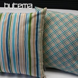 Decorative cushion cover EUGEN STRIP turquoise-brown