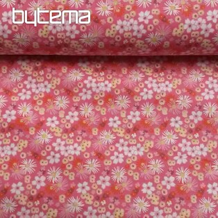 Decorative fabric ZINIA pink flowers