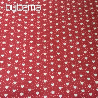 Cotton fabric red MINI HEART