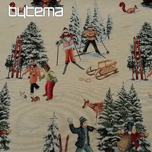 Tapestry tablecloth, scarf SKIERS