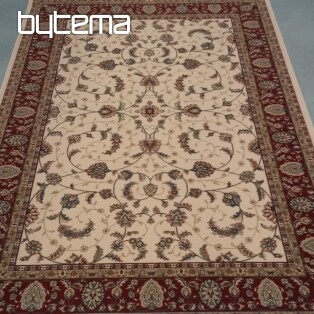 Wool classic carpet ORIENT cream, burgundy trim