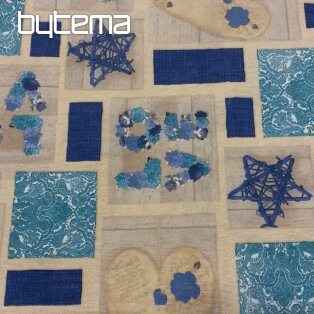 Decorative fabric LOVE CHRISTMAS blue