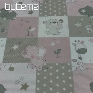 Cotton fabric BABY ZOO pink