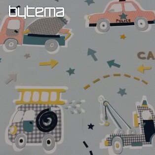 Children decorative fabric FUNNY CARS blue