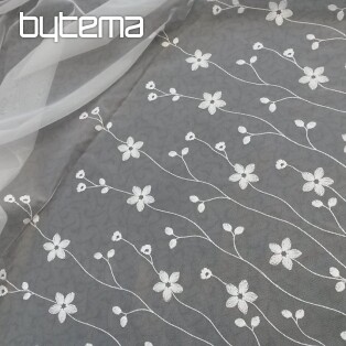 Modern embroidered curtain GERSTER 11666 white flowers