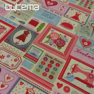 Cotton fabric MADE with LOVE rose