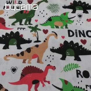 Children's cotton satin DINOSAURS digital printing