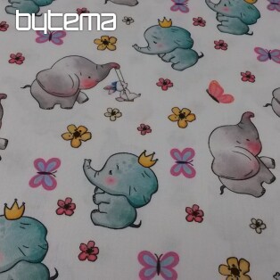 Children's cotton satin ELEPHANTS digital printing