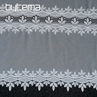 Modern embroidered curtain GERSTER 11388 white petals