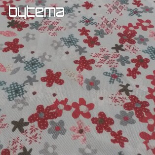 Children decorative fabric FLOWERS red