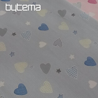 Children decorative fabric HEART blue