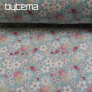 Decorative fabric ZINIA menthe flowers