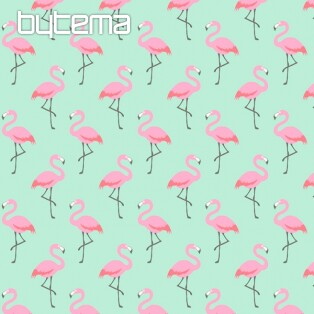 Cotton fabric FLAMINGO turquoise