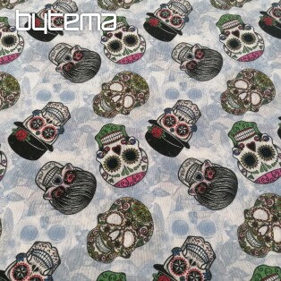 decorative fabric SKULL voodoo