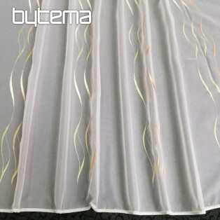 Voile curtain with embroidery Gerster green, yellow, orange Gerster 195/0057/70