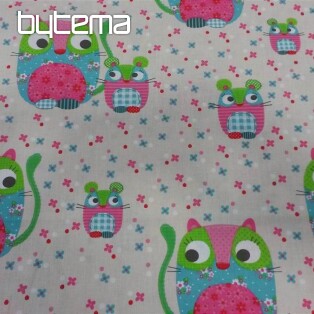 Children cotton fabric CAT and MOUSE