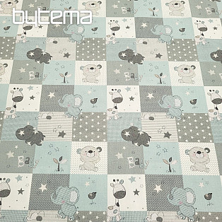 Cotton fabric BABY ZOO blue